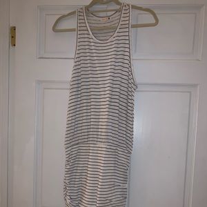 Sundry striped tank top dress with ruched details